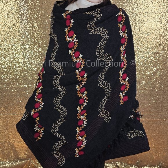 Kashmiri Aari Embroidered Pure Wool Shawl/Wrap/Scarf/Throw Soft & Warm Pakistani - Picture 2 of 10